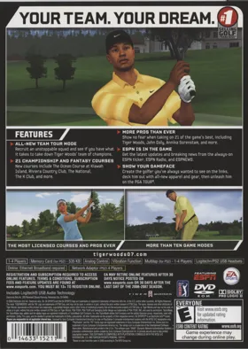 Tiger Woods PGA Tour 07 box cover back